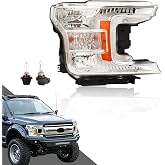 AIONIXER Headlight Assembly Compatible with F150 2018 2019 2020, [Bulbs Included] Right/Passenger Side, [Halogen Type] Headlamp Replacement with Clear Lens, OE Style