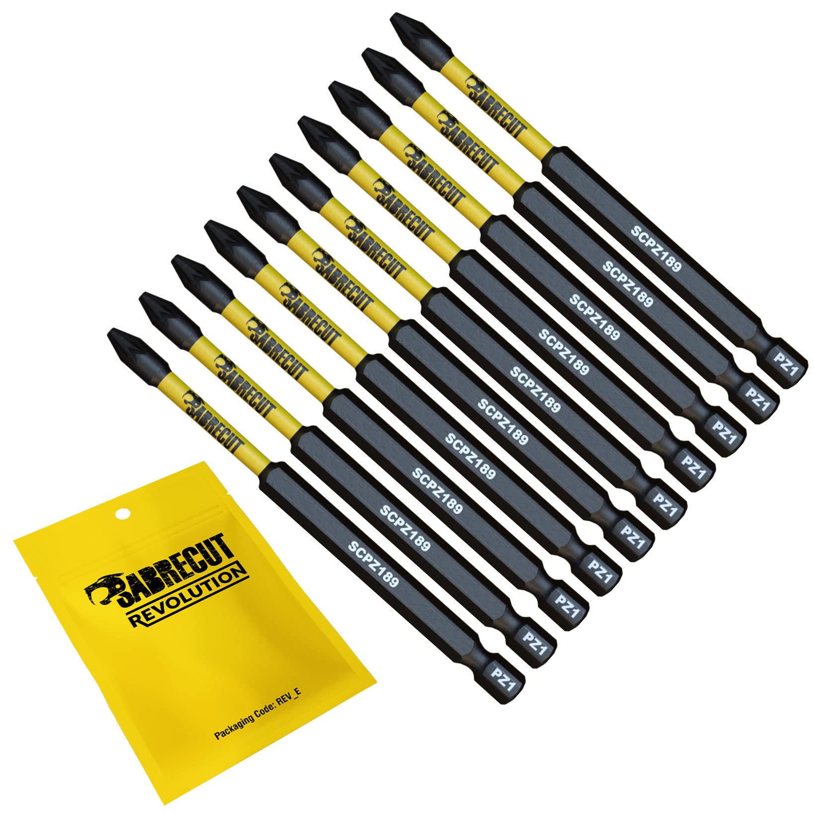 10 x SabreCut SCPZ189_10 89mm PZ1 Magnetic Impact Screwdriver Driver Bits Set Pozi Pozidriv Heavy Duty