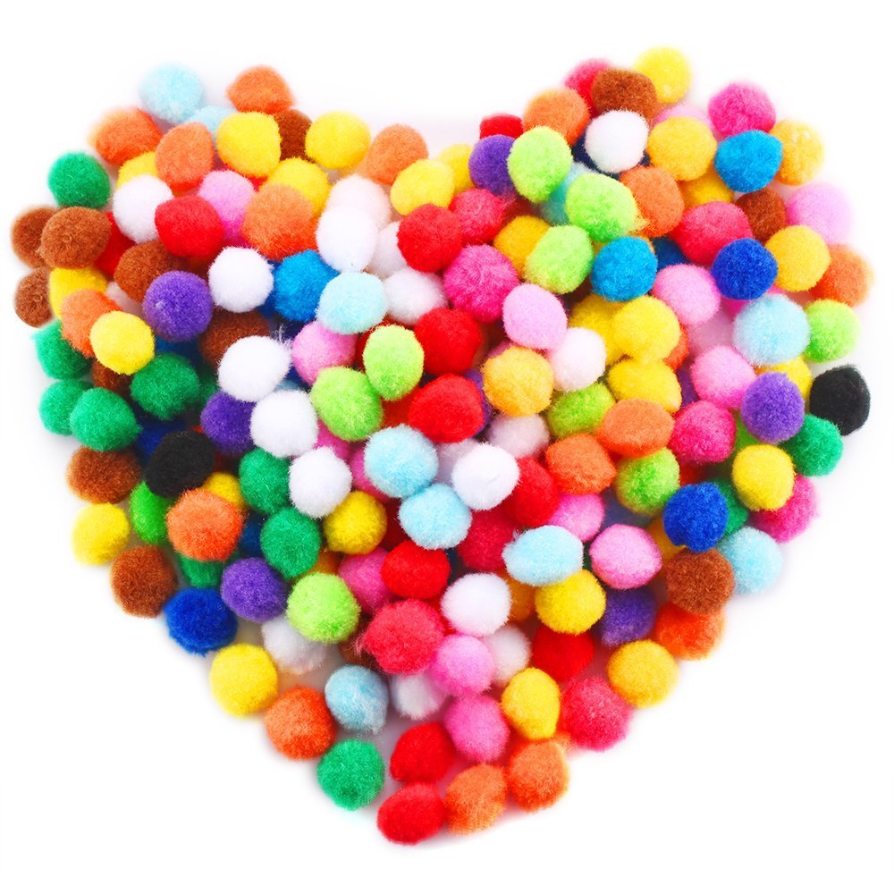 Caydo 400 Pieces 1 Inch 20 Colors Pompoms Arts and Crafts Pom Poms Balls for Hobby Supplies and Creative Craft DIY Material