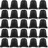 KUUQA 25Pcs Drawstring Backpack Bags String Backpack Sport Bag Sack Cinch Tote Gym Backpack Bulk for Gym Sport Traveling,Black