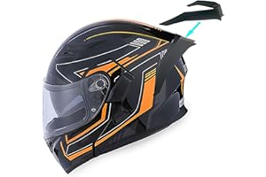 1Storm Motorcycle Modular Full Face Helmet Flip up Dual Visor Sun Shield: HB89 Arrow Orange