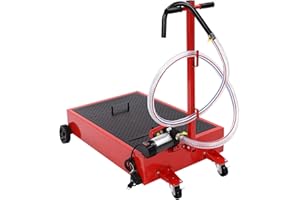 CUBELLIN Low Profile Oil Drain Pan 20 Gal Oil Drain Pan with 110V Electric Pump, 8Ft Long Hose Large Oil Drain Pan with Rotatable Handle Rolling Oil Drain Cart (20 Gallon)