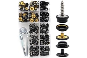 173 pcs Snaps Fastener-2 Types,Marine Grade 3/8" Socket Stainless Steel Canvas Snap Kit,Heavy Duty Metal Snaps Button with Se