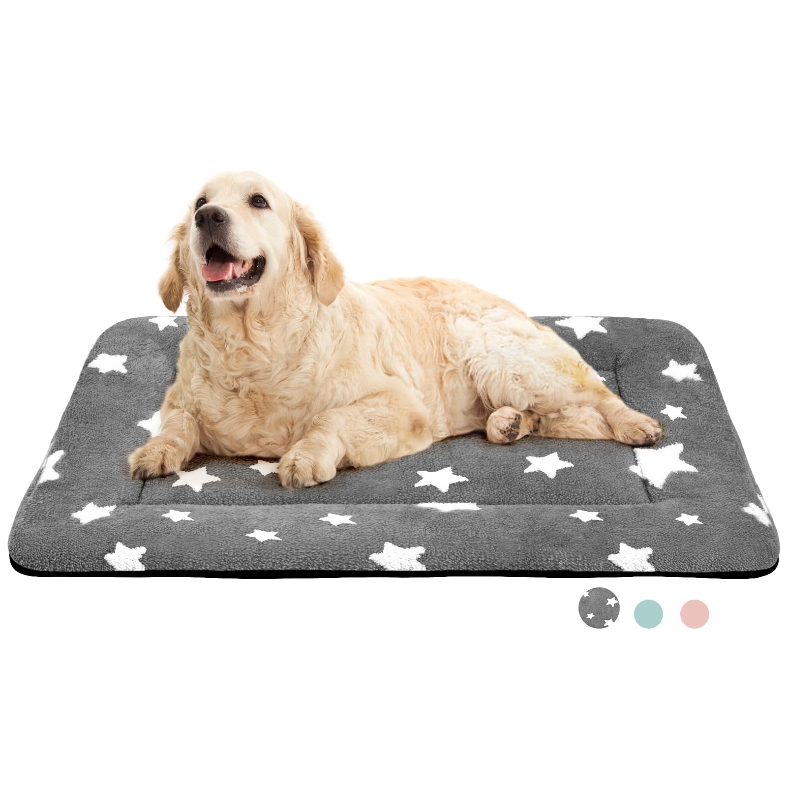 MORA PETS Large Dog Bed Mattress 106 x 68cm Soft Dog Crate Bed Mat Pad Washable Pet Cushion Cute Flat Bedding for Medium and Large Pets Grey