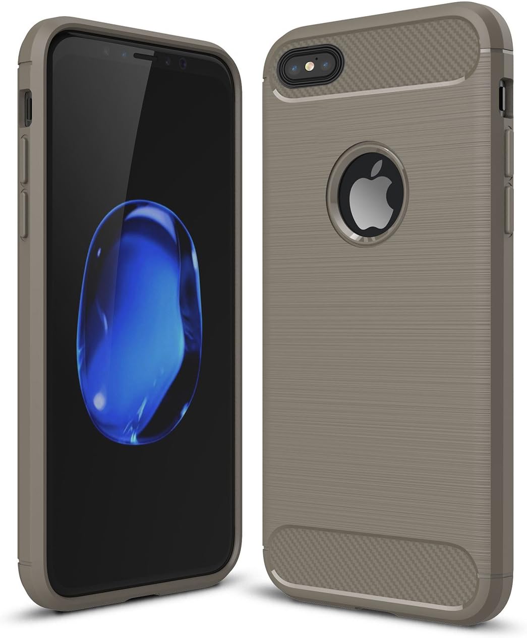 FinestBazaar Shockproof Silicone Light Brushed Grip Case Protective Case Cover For Apple iPhone 6 Plus / 6s Plus (5.5") Grey + Free Screen Protector