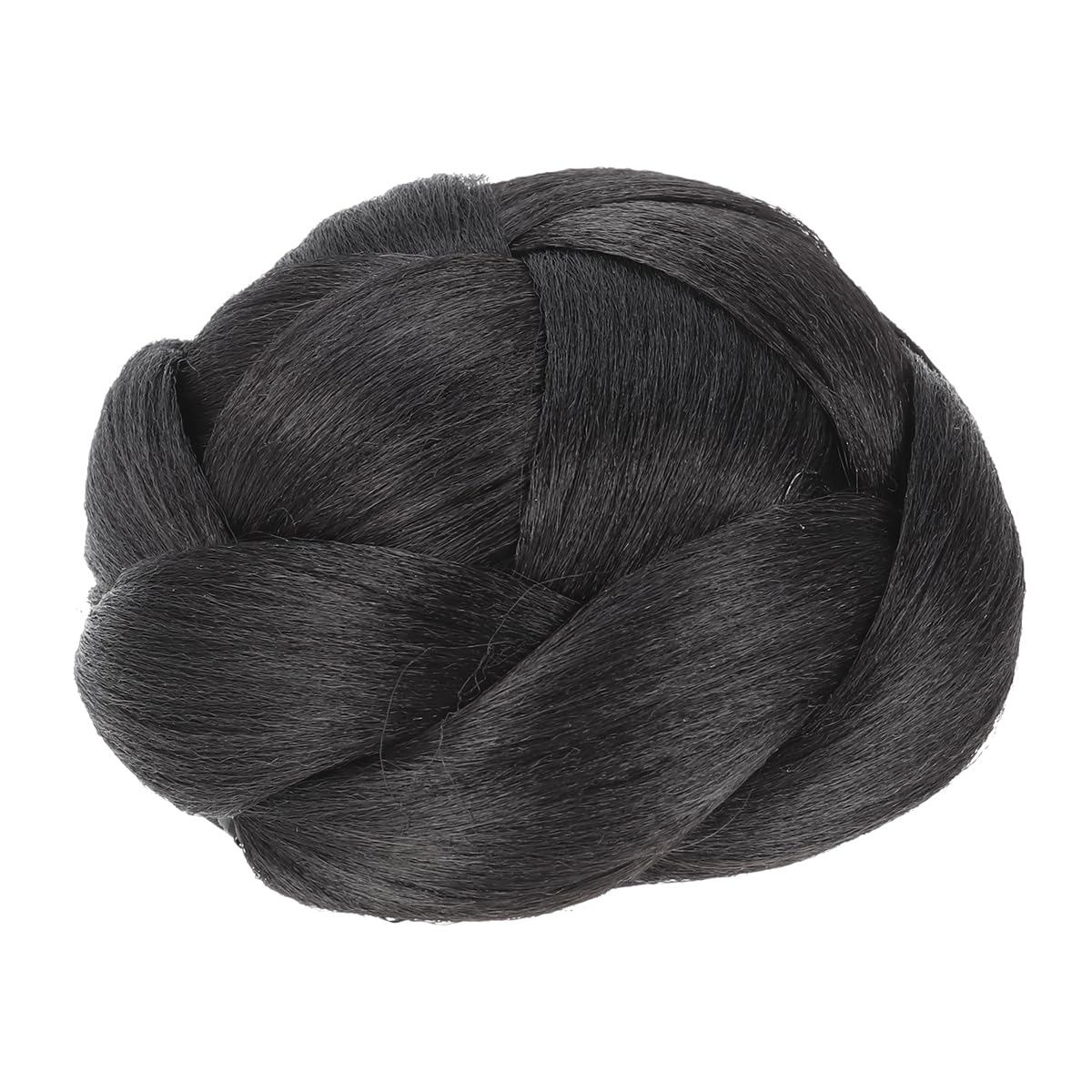 minkissy Updo Bun Wig 1b# Black Hair Buns Human Hair Bun Claw in Hairpiece Hair Chignon Braid Bun Womens Wigs Fake Hair Bun Donut Hair Bun for Bride Miss Wedding Party