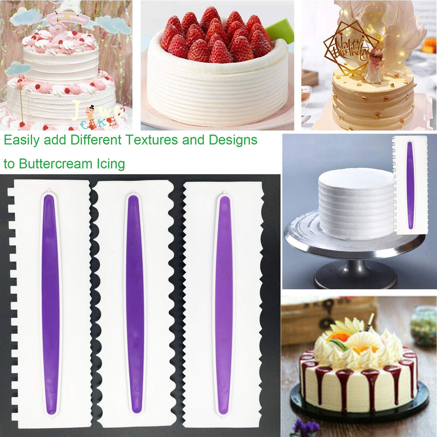 Lisseur A Gateau Creme Au Beurre Spatules En Plastique Bluesees Lot De 3 Spatules A Gateau Pour Glacage Polisseuse A Bord De Decoration Diy Outil Pour Mousse Creme Et Sucre Cuisine