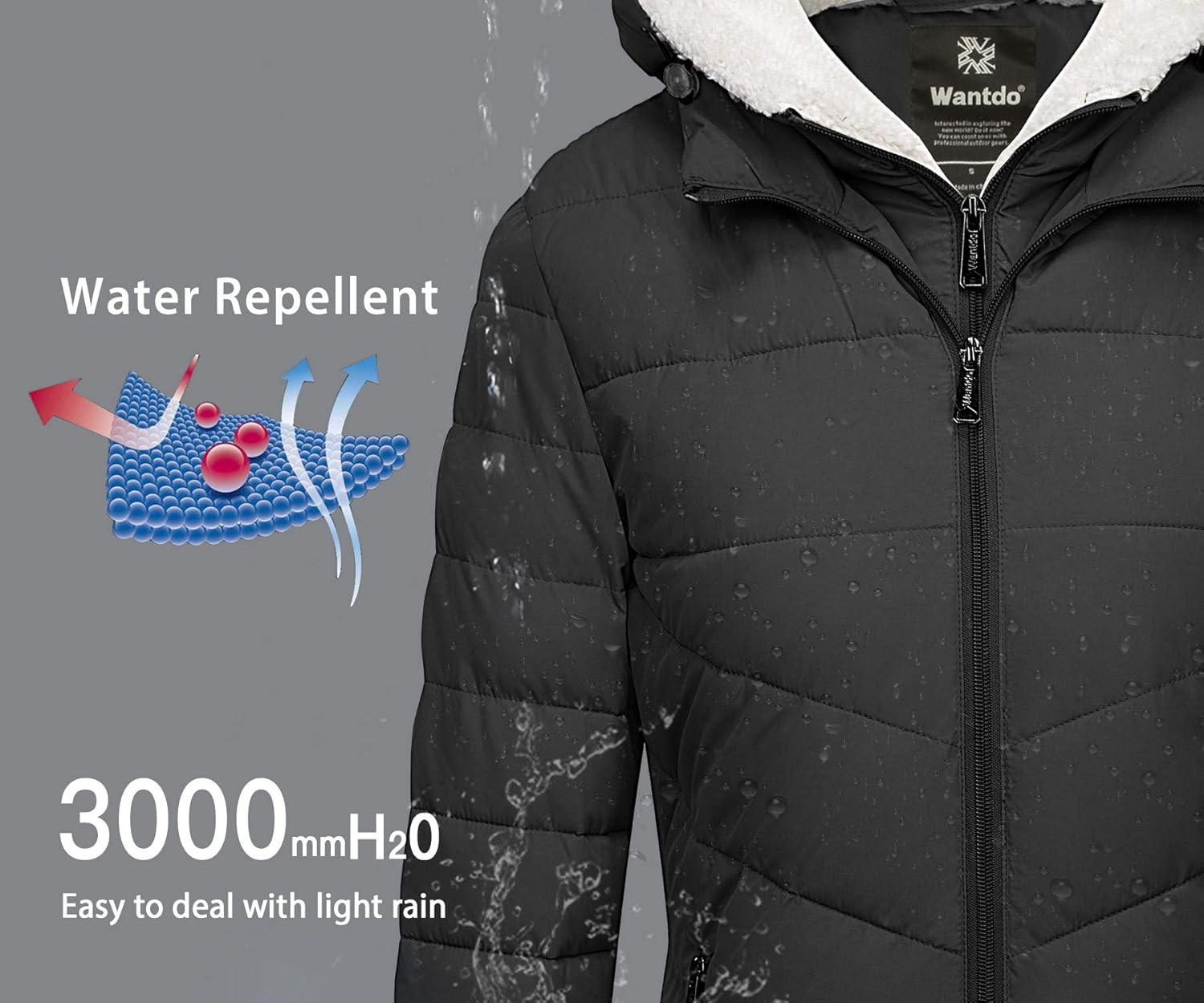 Wantdo Women's Quilted Winter Coats Hooded Warm Puffer Jacket with Fleece Hood: Clothing