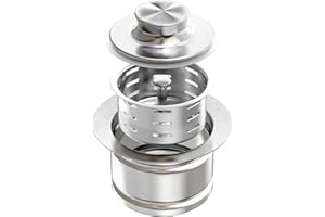 KONE Extended Garbage Disposal Flange with Strainer and Stopper, Deep 304 Stainless Steel Kitchen Extended Sink Flange for 3-1/2 Inch Standard Sink Drain, Convenient for Water Storage and Drainage