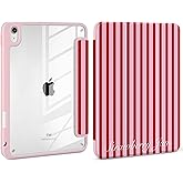 Loyrina Case for iPad Air 11 inch M3 2025 M2 2024,iPad Air 5th (2022) / 4th Generation (2020) 10.9 Inch Striped Trifold Cover with Clear Back Auto Wake Sleep Aesthetic Preppy Design for Girls, Stripe