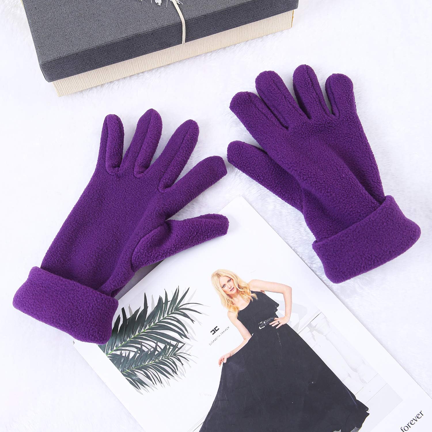 Cooraby 2 Pairs Kids Winter Gloves Warm Polar Fleece Gloves Mittens for Boys or Girls: Clothing