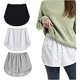 3 pcs Shirt Extender for Women Plus Size, Shirt Extenders for Layering, Adjustable Fake Top Lower Sweep Skirt
