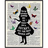 Alice Wonderland Quote, Saying - Dictionary Wall Art Print - 8x10 Photo Picture - Home Decor for Women, Kids, Girls Bedroom - Gift - Unframed Poster