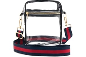 WEIMZC Clear Crossbody Bag Stadium Approved,Adjustable Shoulder Strap Clear Crossbody Purse for Concerts,Sports Events
