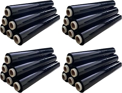 REQUISITE NEEDS Heavy Duty Black Shrink Wrap Roll 400mm x 250m Pack 24