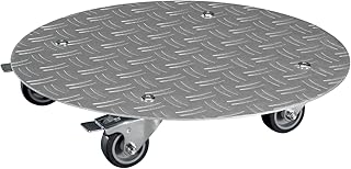 WAGNER Pflanzenroller Alaska Ø 38 x 7,5 cm I Blumenroller für Außenbereich + Innenbereich I Kübelroller Aluminium I 2 Total-Feststeller I Tragkraft 150 kg I Made in Germany - 20700201