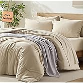 Homelike Moment Queen Comforter Set with Sheets, 7 Piece Beige Comforter Set Queen Size, Full Size Bed in a Bag Lightweight and Machine Washable
