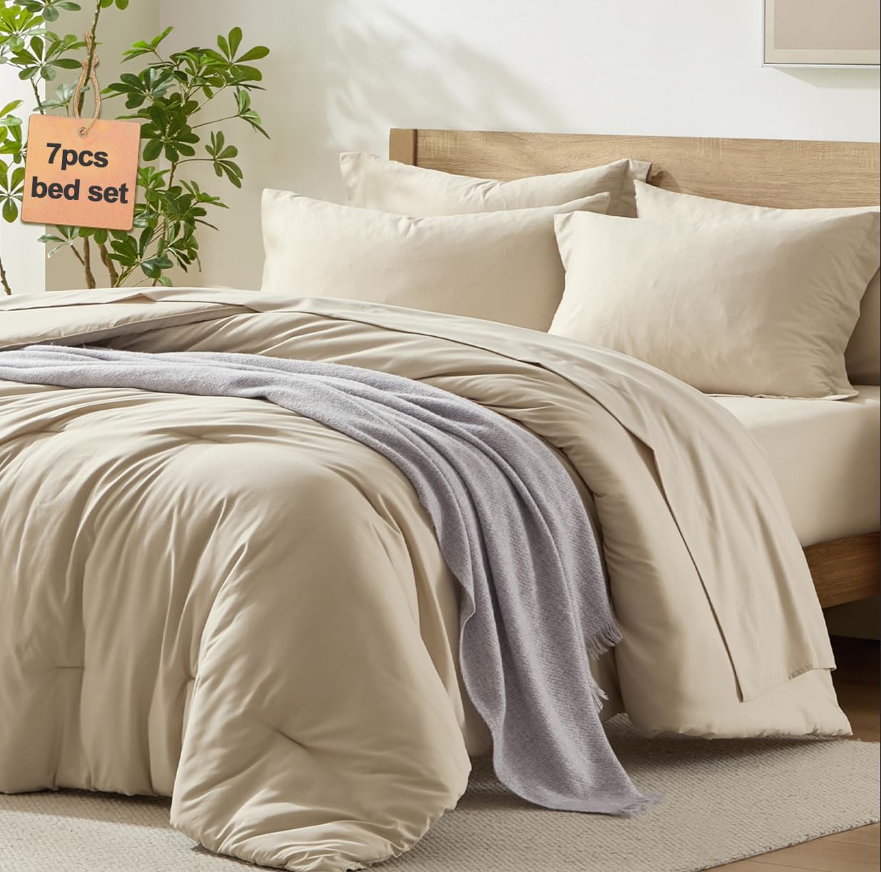 Photo 1 of ******MISSING PARTS*****
Homelike Moment Queen Comforter Set with Sheets, 7 Piece Beige Comforter Set Queen Size, Full Size Bed in a Bag Lightweight and Machine Washable