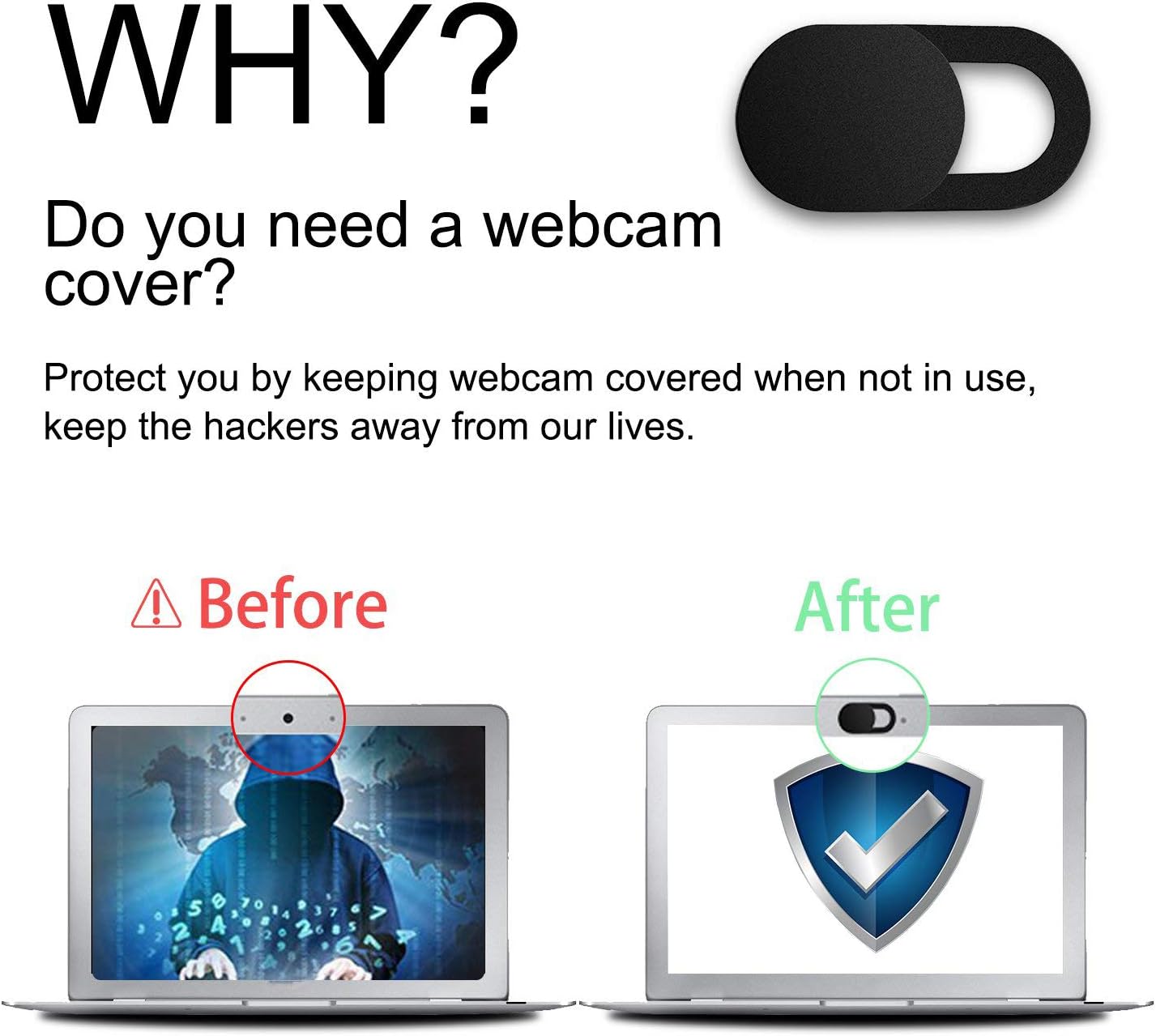 GEARGO Webcam Cover, 0.03inch, Protects Privacy Online, for Laptops Macbook, MacBook Pro, iPad, iPhone and More - Image 3