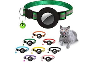 TILANMIY Airtag Cat Collar Breakaway, Reflective Collars with Apple Air Tag GPS Holder and Bell for Kittens and Puppies （Length：8.66” - 13.77”）