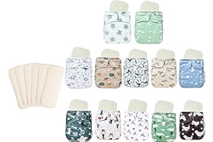 KaWaii Baby Super Value Cloth Diaper Pack- 12 One Size Printed Snap + 12 Premium 5-Layer Inserts + 6 Free Premium Inserts, Wa