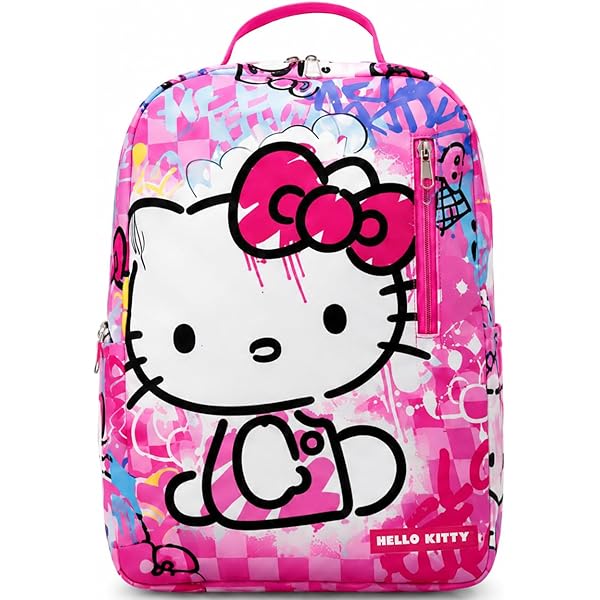 AI ACCESSORY INNOVATIONS Hello Kitty Kids Backpack, Elementary School Girls Book Bag with Padded Straps, Pink