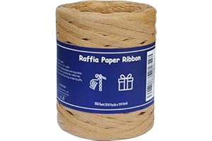 HAMUIERS Raffia Ribbon for Gift Wrapping, Packing Paper Twine Ribbon, Craft Ribbon for Crochet - 1/4'' Wide, 218 Yards