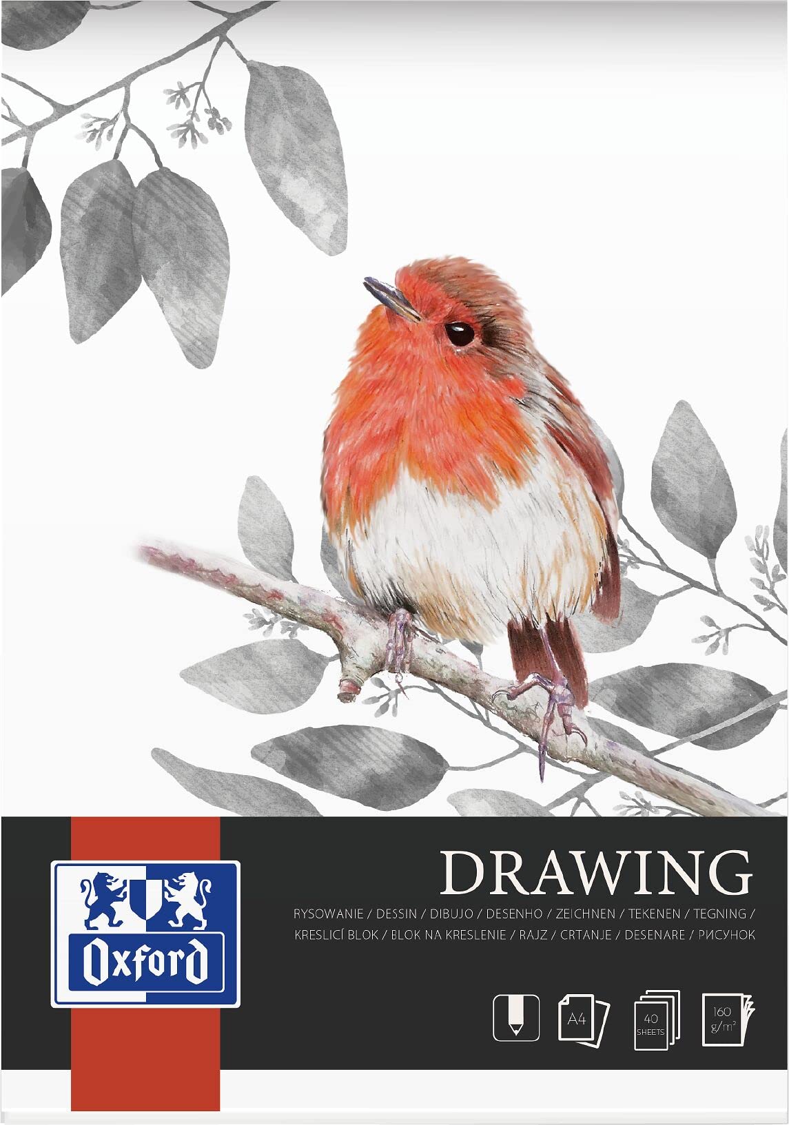 Oxford A4 Drawing pad, 40 Sheets, 160 g, Shortened