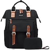 LOVEVOOK Laptop Backpack for Women, School Backpack for Teen Girls, Work Travel Backpack Purse, Commuter Business Computer Bag Teacher Nurse Bags, College Student Bookbag, 15.6 Inch, Black-brown