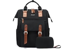 LOVEVOOK Laptop Backpack for Women, School Backpack for Teen Girls, Work Travel Backpack Purse, Commuter Business Computer Bag Teacher Nurse Bags, College Student Bookbag, 15.6 Inch, Black-brown