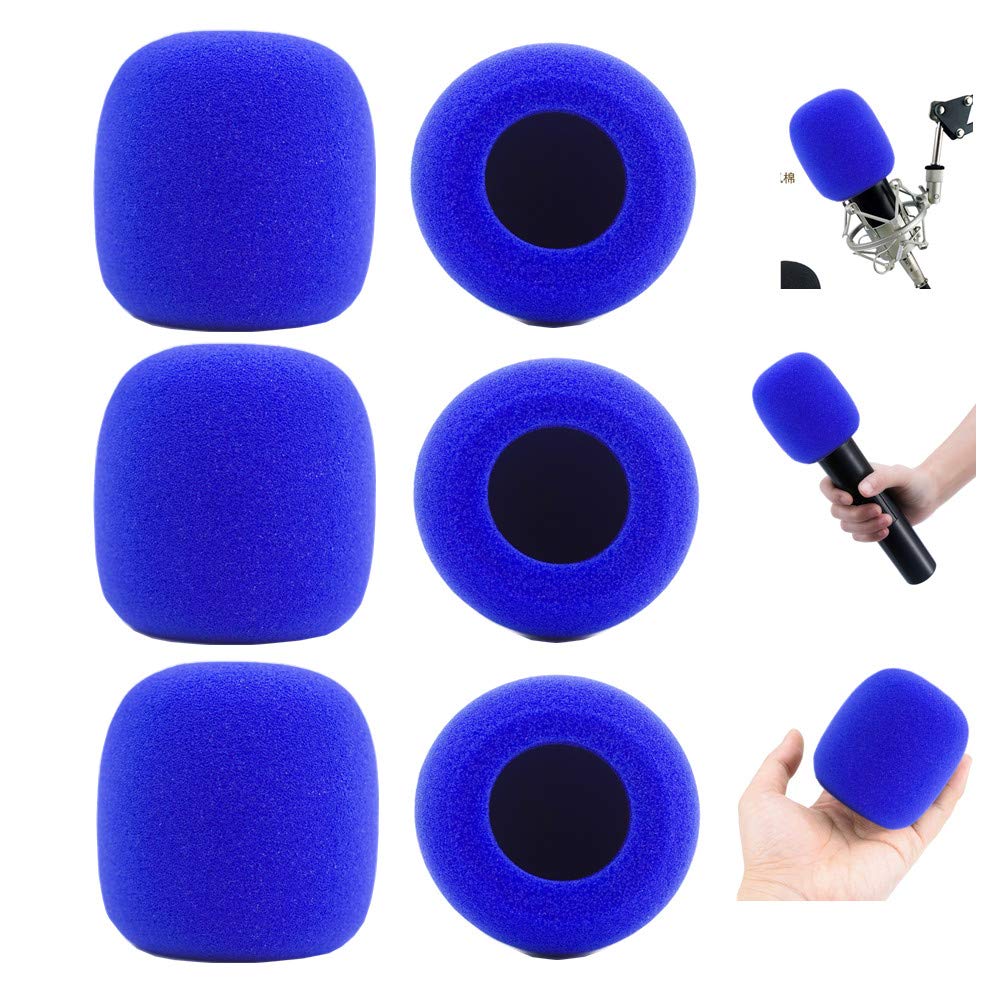 Microphone Cover, MeetRade 6 Pack Microphone Windscreen Foam Cover Mic Cover Audio Protector (Blue)