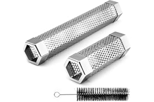 BEWAVE Pellet Smoker Tube for All Grill Electric Gas Charcoal or Smokers Hot/Cold Smoking, Free Tube Brush, 6&12 Inch