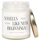 Sweet Water Decor Smells Like New Beginnings Soy Candle, 9oz Clear Jar | Sea Salt, Citrus, Musk &amp; Amber Scent, 40+ Hour Burn Time, Graduation, New Job &amp; Retirement Gift for Women, Poured in the USA