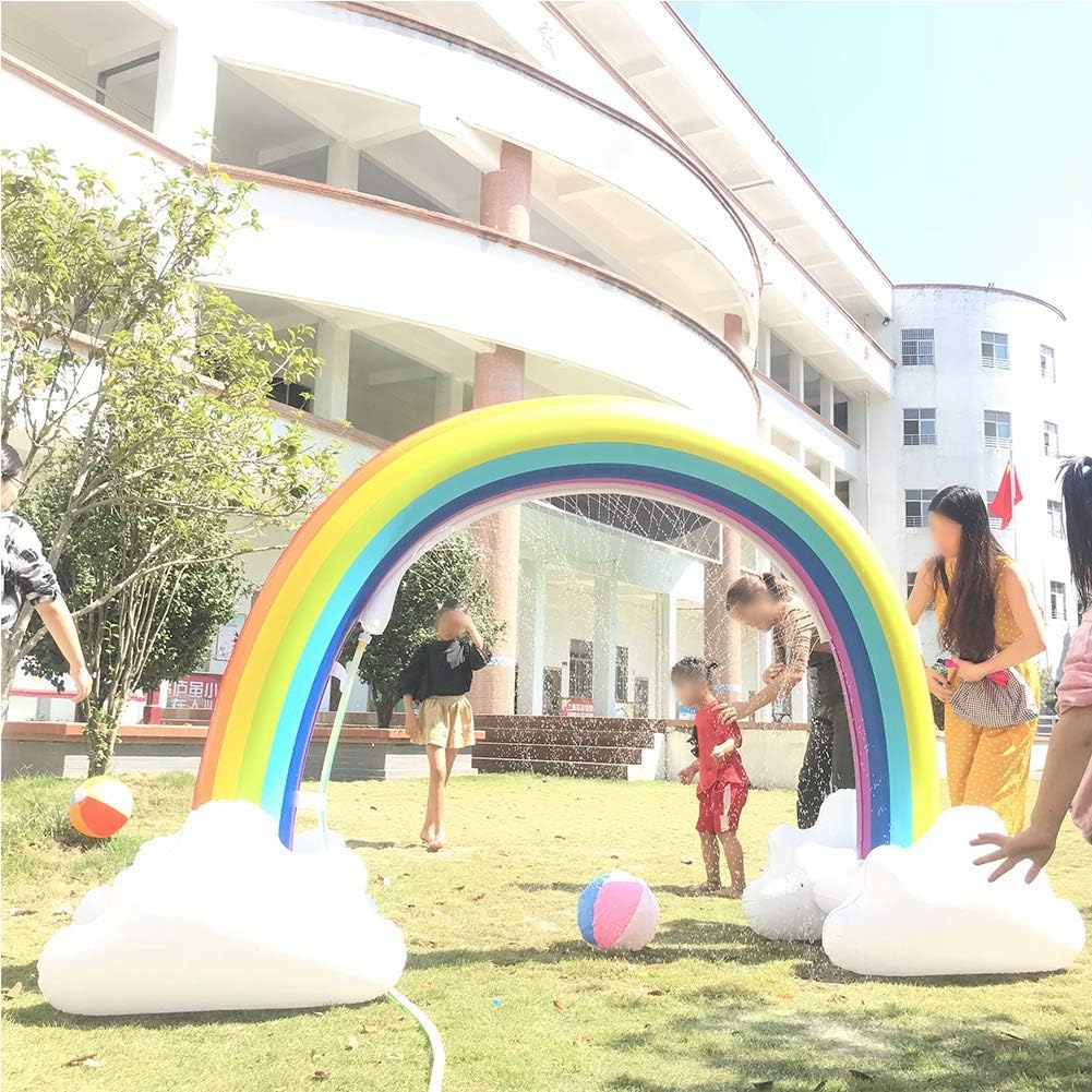 iPawde Inflatable Rainbow Arch Sprinkler Ginormous Rainbow Cloud Yard Sprinkler Giant Inflatable Archway Lawn Beach…