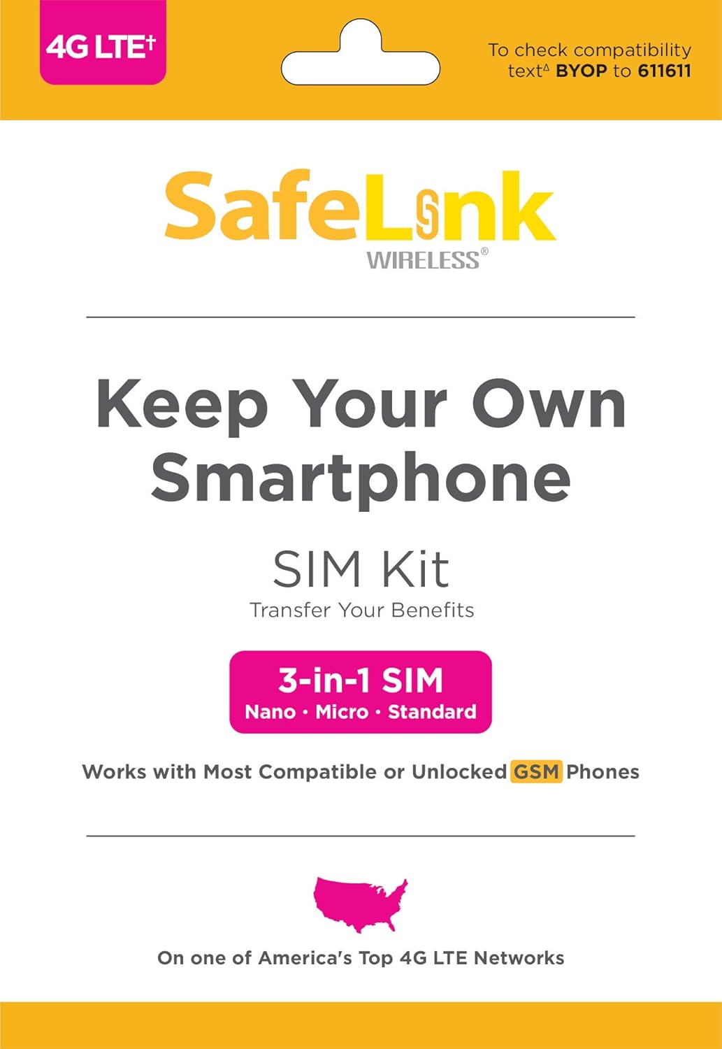 SafeLink Keep Your Own Phone SIM Kit - T-Mobile Compatible - Existing Service Required