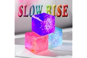 YILUAN Glitter Squishy Cube Pack of 3 - Fidget Toys for Kids, Slow Rise Stress Cubes for Adults, Ice Cube Squishy Malt Sugar Stress Balls for Anxiety Relief & Classroom Fidget(Blue/Pink/Purple)