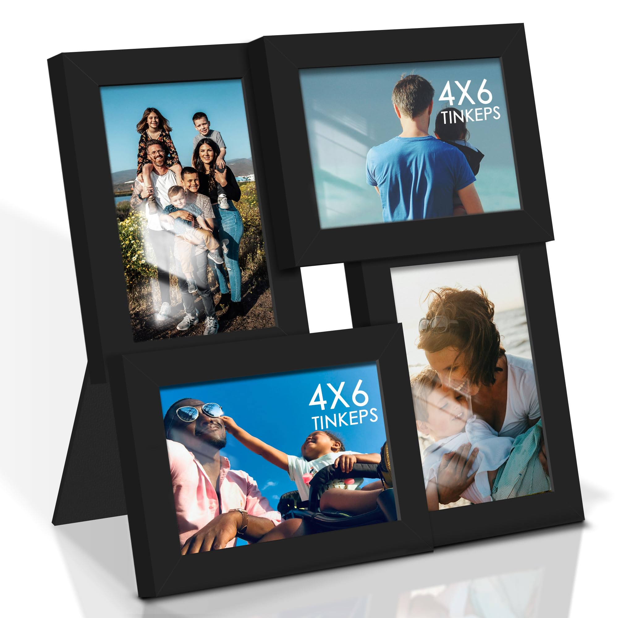 Tinkeps Collage Picture Frames, 4 Frames for 4x6 Photos, 6x4 Photo Frames Multiple Pictures for Wall, Multi Photo Frames for wall, Black