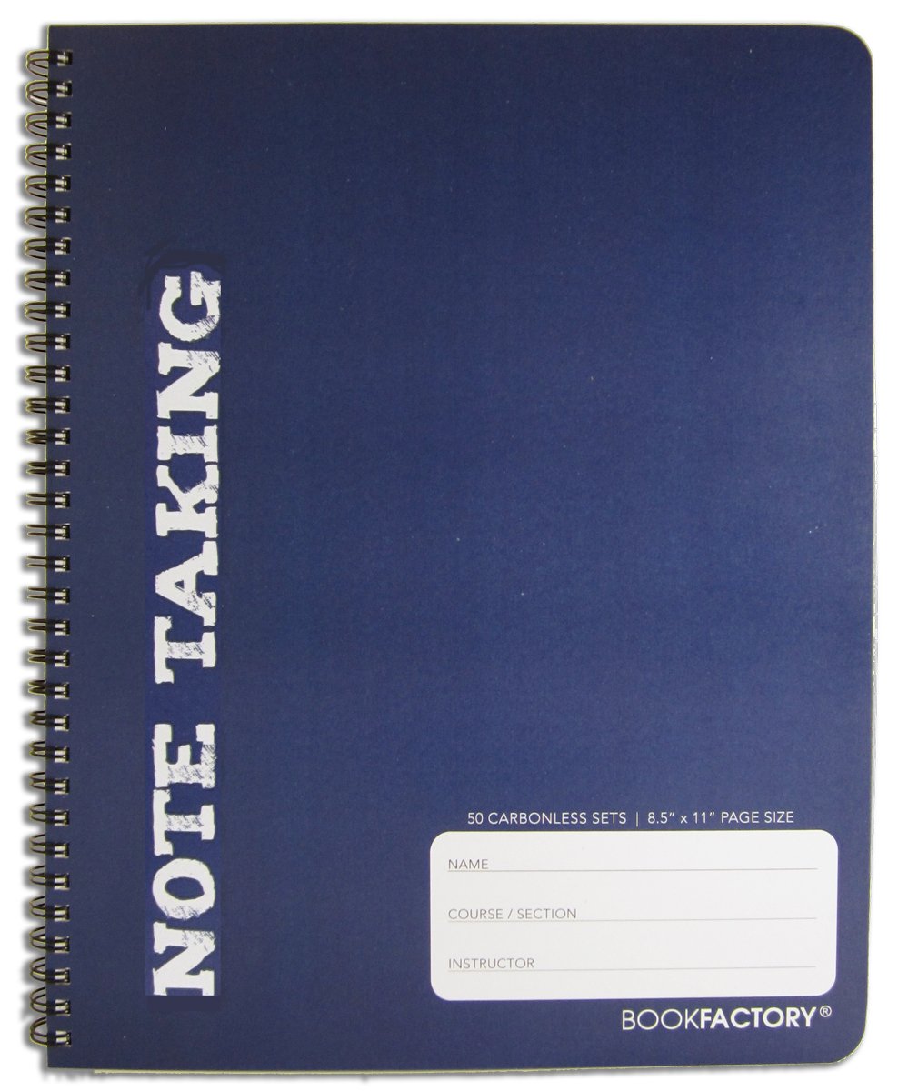 BookFactory® Premium Note Taking Carbonless Notebook, 50 Sets of 8 1/2 x 11 Pages - 100 Sheets Total - [Wire-O Bound] (LOG-050-7CW-D (NoteTaking))