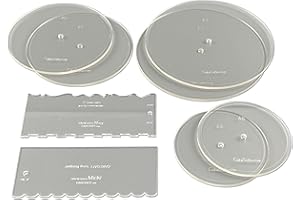 CAKESAFE Essential Cake Decorating Acrylic Disk Kit - 3 Sets - Round 6.5", 8.5", 10.5" Disks Sets (2 disks per Size), 2-8" Ic