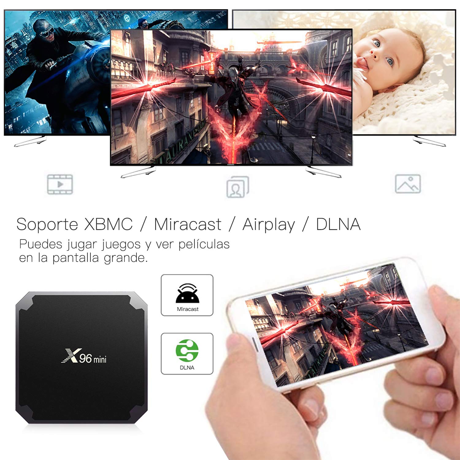 Clientes de streaming 64 bits WiFi H.265 por puersit 4K HD X96 Mini