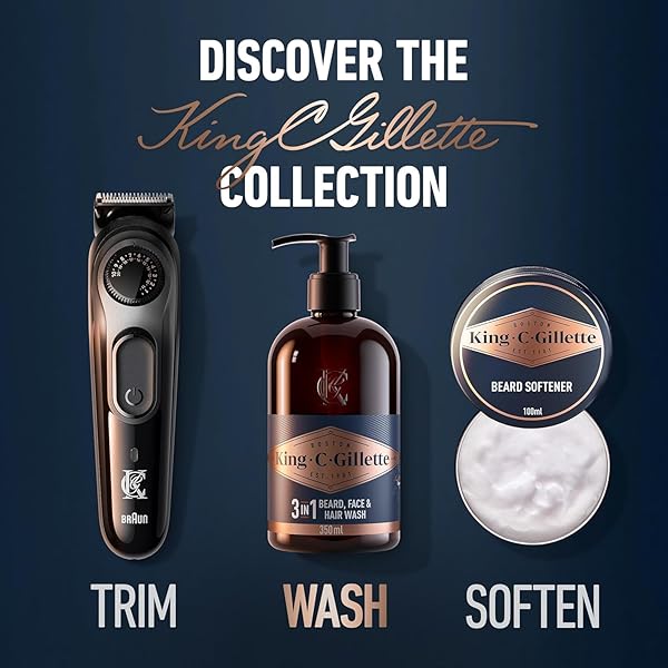 KING C. GILLETTE BEARD WASH, MENS FACE WASH, 11 OZ, INFUSED WITH ARGAN OIL AND AVOCADO OIL TO CLEANSE HAIR AND SKIN