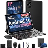TOPWHA 11 Inch Tablet Android 16 Tablet with Gemini AI, 2K FHD Display Tablets, 36GB RAM 256GB ROM, Octa-Core T615, 2-in-1 with Keyboard, 8000mAh,5G WiFi&amp;16MP Camera, Widevine L1 for Stream Black