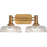 ZILANL Vintage Wall Sconces 2-Light Bathroom Light Fixtures Brass Vanity Light Over Mirror for Bathroom Bedroom Hallway Farmh