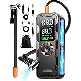 Tire Inflator Portable Air Compressor, 150PSI Electric Air Pump with Digital Pressure Gauge, Fast Inflation, Auto Shut-Off, 12V LED Light, Compact&Cordless Quick Inflation for Car, Motor, Bikes, Balls