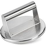 HULISEN Burger Press with Lip, Stainless Steel Burger Smasher, 6 Inch Hamburger Grill Press for Flattening Hamburger Patty, S