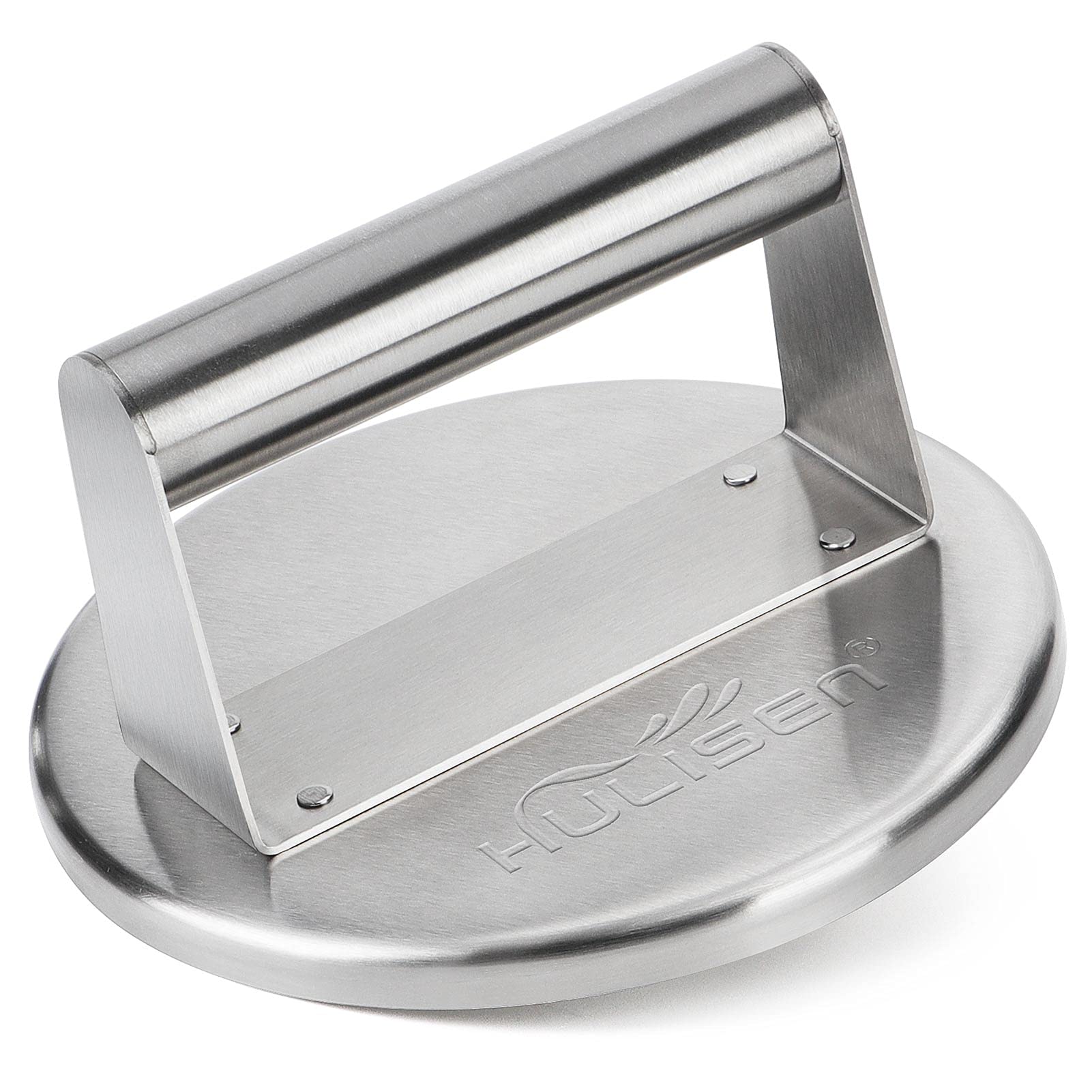 HULISEN Stainless Steel Smashed Burger Press, 6 Inch Round Burger Smasher, Griddle Hamburger Press, Non Stick Grill Press for Barbecue Flat Top Griddle Cooking, Griddle Accessories Kit, Gift Package