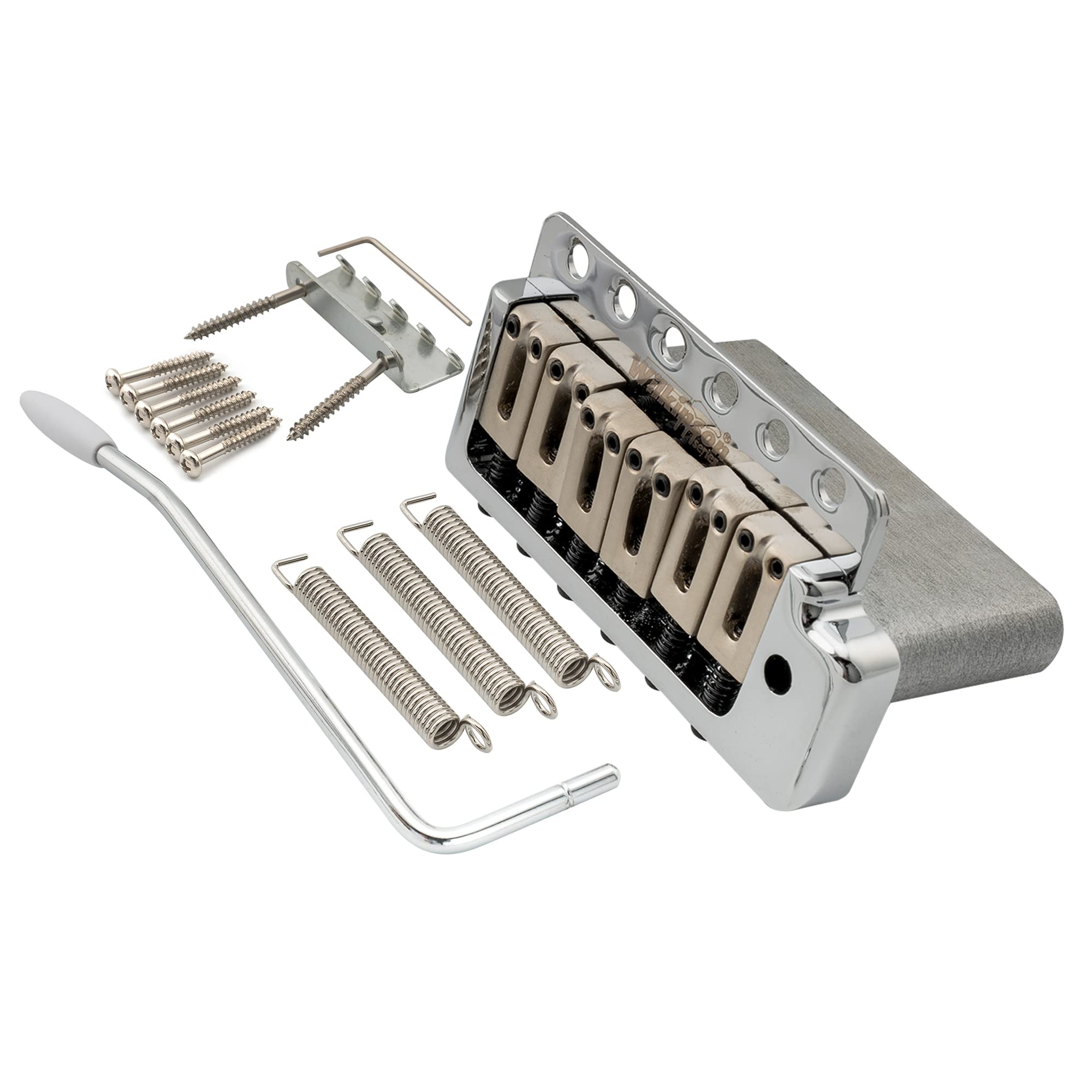 Wilkinson WOV09 Deluxe 52.5mm(2-1/16 inch) 6-Screw Tremolo Bridge for American Vintage Narrow Spacing Strat Electric Guitar, Chrome