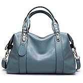 PORRASSO Elegant Handbag - Ladies Shoulder Crossbody Top-Handle Work Travel Dating Bag - Waterproof PU Leather Blue