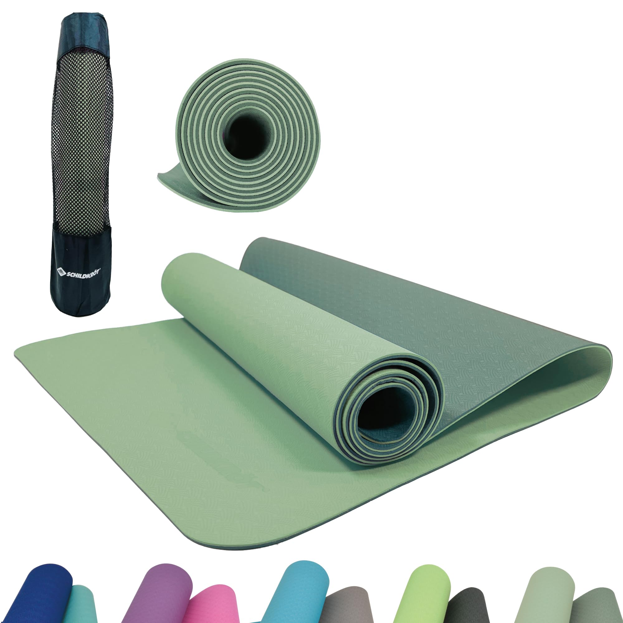 Schildkröt Yoga Mat 4 mm Bicolor, in a Carry Bag, Lime/Moss Green, 960162