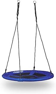 Relaxdays Nestschaukel rund für den Garten, bis 100 kg, geschlossener Sitz, HBT: 153 x 90 x 90 cm, dunkelblau
